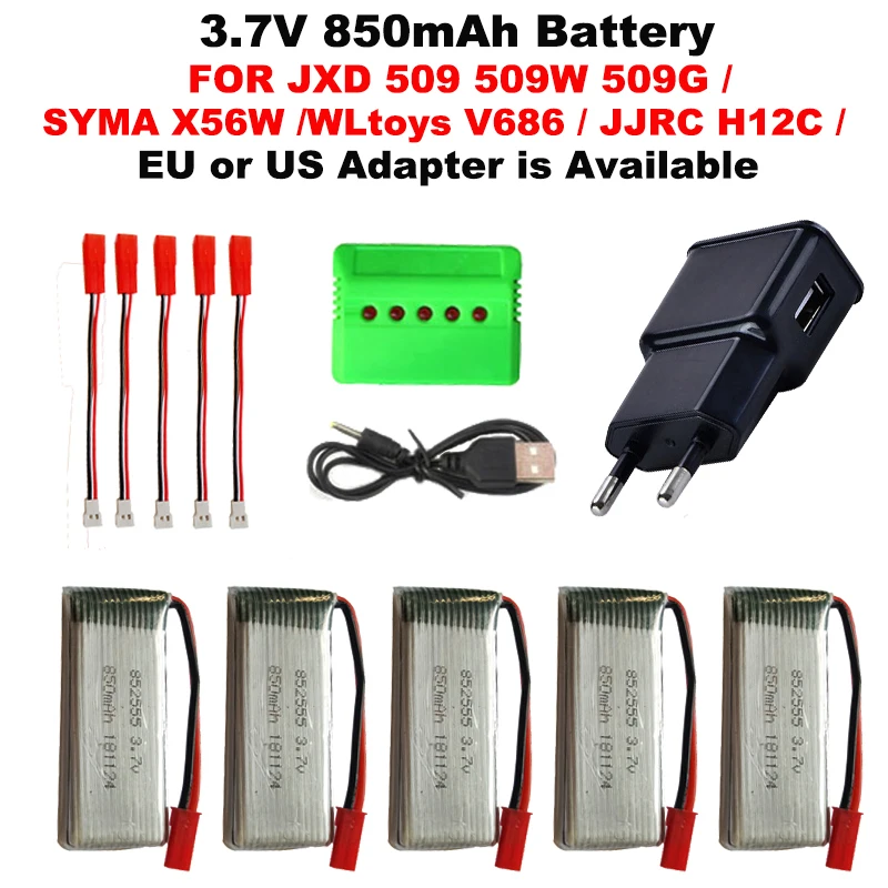 3.7V 850mAh Battery for Syma X54HC X54HW X56W TK110HW JXD509/509w/F181 F187 V686 jjrcH12C RC Quadcopter Spare Parts Accessories
3.7V 850mAh Battery for Syma X54HC X54HW X56W TK110HW JXD509/509w/F181 F187 V686 jjrcH12C RC Quadcopter Spare Parts Accessories