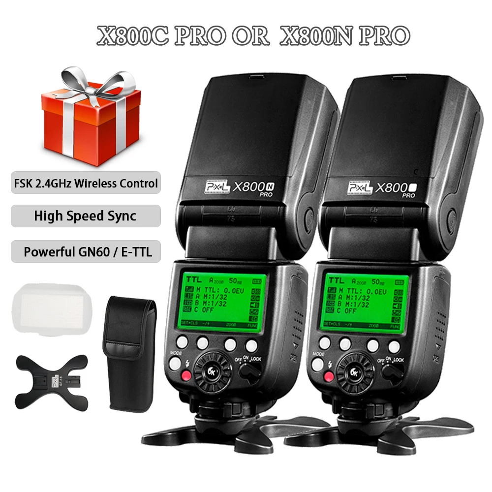 Pixel 2.4g Wireless Control ETTL HSS 1/8000S High Speed Sync Flash X800C X800N Pro Flash Speedlite for Canon Nikon Vs YN568EX
Pixel 2.4g Wireless Control ETTL HSS 1/8000S High Speed Sync Flash X800C X800N Pro Flash Speedlite for Canon Nikon Vs YN568EX