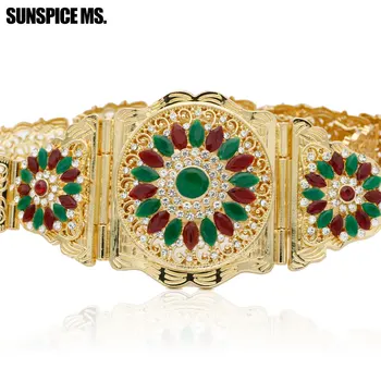 Sunspicems Elegant Moroccan Caftan Belt Bride Wedding Jewelry Gold Color Multicolor Crystal Metal Waist Chain Adjustable Length
Sunspicems Elegant Moroccan Caftan Belt Bride Wedding Jewelry Gold Color Multicolor Crystal Metal Waist Chain Adjustable Length
