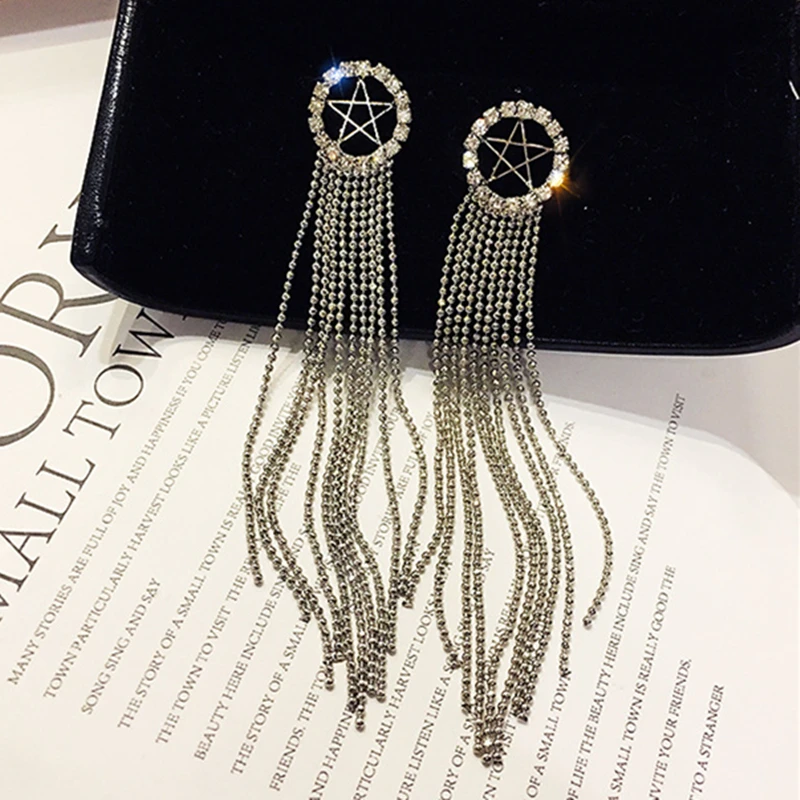 2018 New Rhinestone Star Long Tassels Drop Earrings Pendientes For Women Fashion Jewelry
2018 New Rhinestone Star Long Tassels Drop Earrings Pendientes For Women Fashion Jewelry