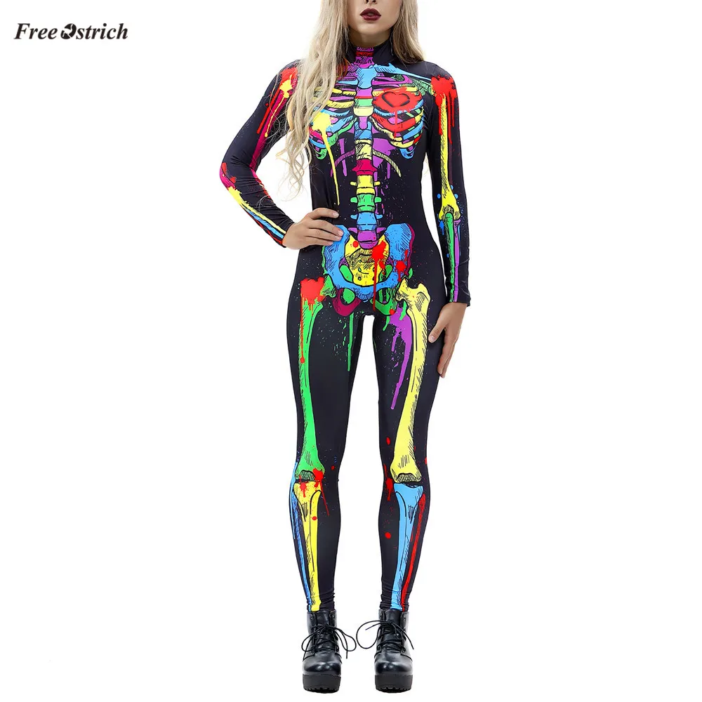 Free Ostrich Clothes Jumpsuit Women Sexy Multicolor Bone Print Long Sleeve Slim Halloween Costumes suit Trouser Rompers Jumpsuit
Free Ostrich Clothes Jumpsuit Women Sexy Multicolor Bone Print Long Sleeve Slim Halloween Costumes suit Trouser Rompers Jumpsuit