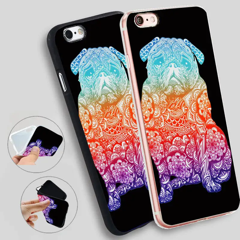 Силиконовые чехлы с рисунком Мандала мопса для iphone 7 7plus 8 5S XR XS Max 5 SE 6 s 6/7/8 plus X чехол