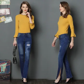 Spring and summer new arrival women's fashion personality side split jeans patch stitching jeans for women 862
Spring and summer new arrival women's fashion personality side split jeans patch stitching jeans for women 862