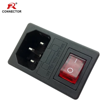 

4pcs Power Switch & Socket Connector, 5A/10A 250V fuses, Rocker Switches, Switch with 3 Pin or 4 Pin, Panel Mount Power Adapters