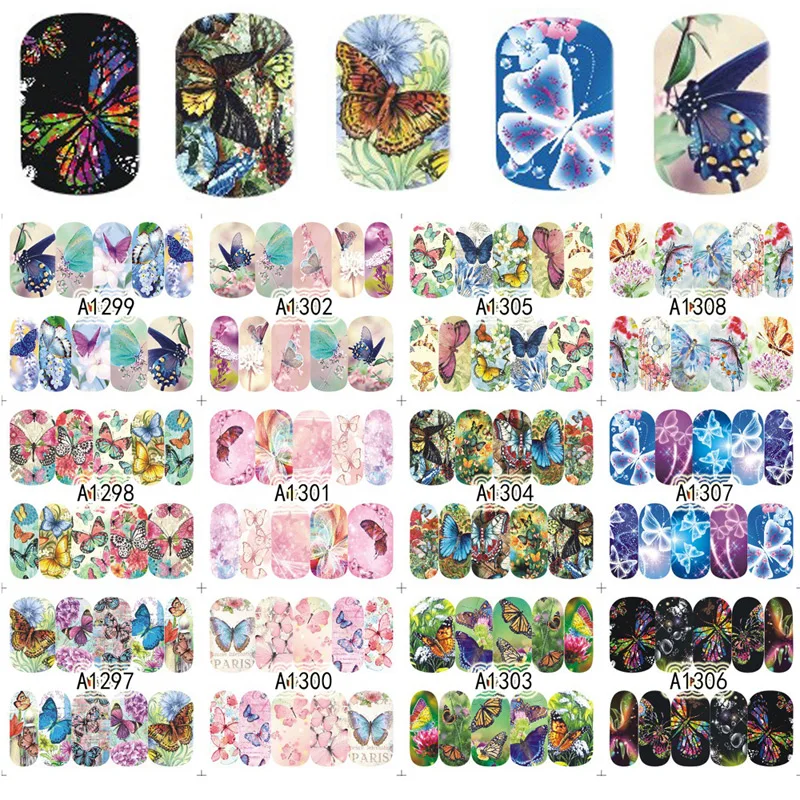 1Sheet Colorful Butterfly 12 Designs Water Transferable Nail Art Sticker Wraps DIY Full Cover Sticker Decoration Manicure Decals
1Sheet Colorful Butterfly 12 Designs Water Transferable Nail Art Sticker Wraps DIY Full Cover Sticker Decoration Manicure Decals