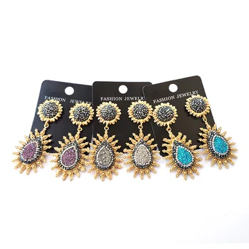 4 Pairs Mix color Quartz Druzy Stone dangle Earrings,sunflower shape Jewelry Women earrings ER869
4 Pairs Mix color Quartz Druzy Stone dangle Earrings,sunflower shape Jewelry Women earrings ER869