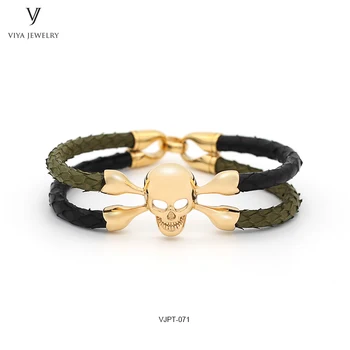 Custom Color Luxury Genuine Python Bracelet Black & Amy Green Python Leather With Gold-Color Stainless Steel Skull Men Bracelet
Custom Color Luxury Genuine Python Bracelet Black & Amy Green Python Leather With Gold-Color Stainless Steel Skull Men Bracelet