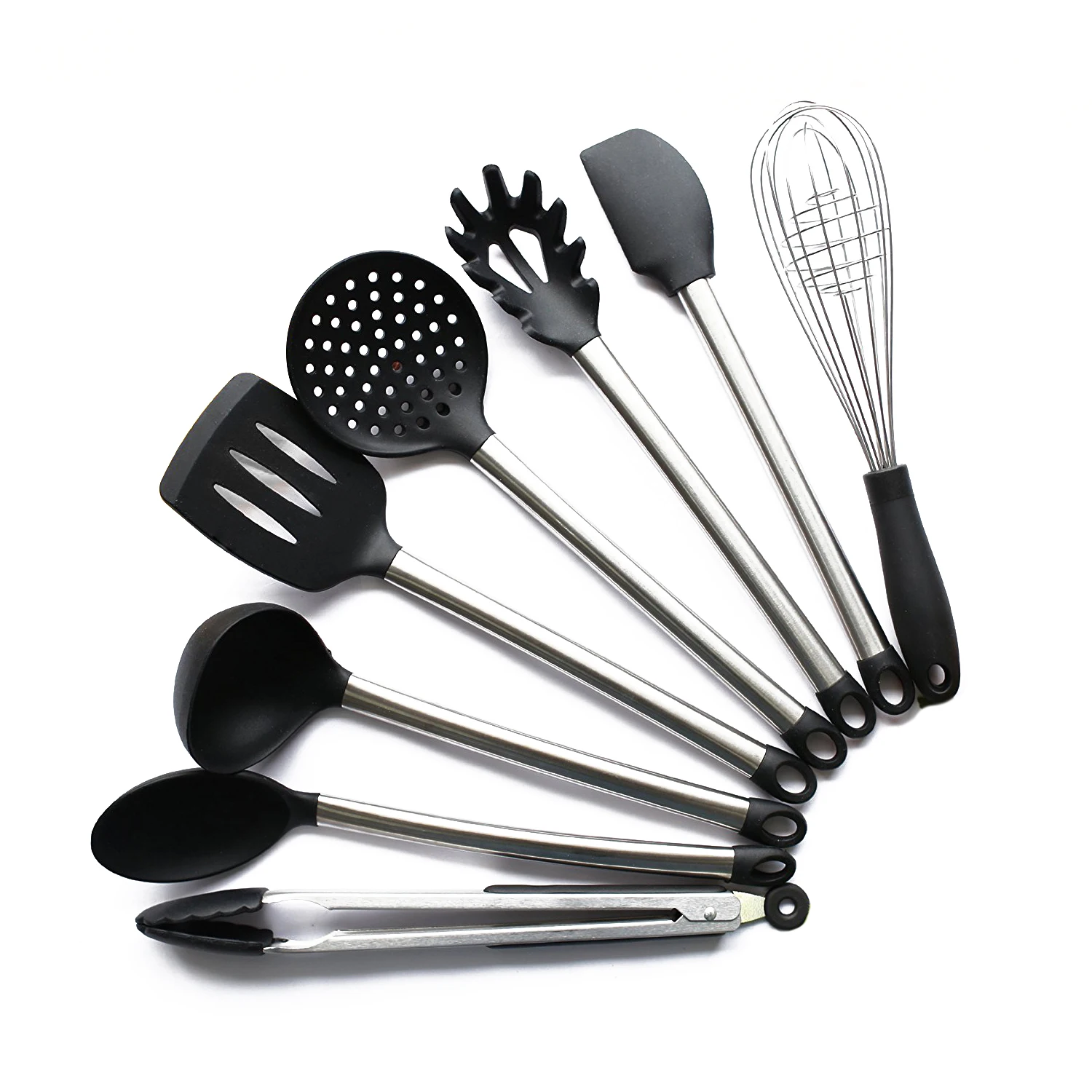 Best 8 Piece Kitchen Utensil Set Stainless Steel and Black Silicone Modern Nonstick Utensils Cooking Tools
Best 8 Piece Kitchen Utensil Set Stainless Steel and Black Silicone Modern Nonstick Utensils Cooking Tools