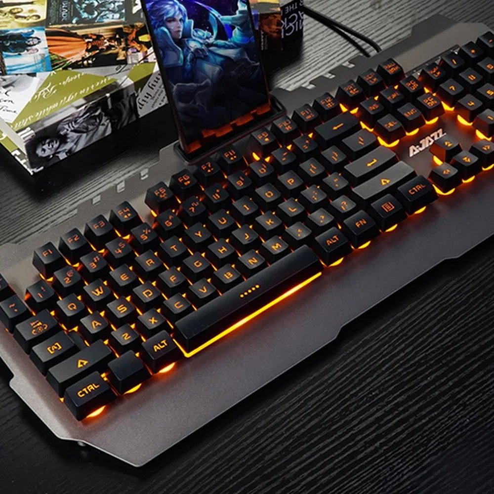Gaming Keyboard Wired USB Gamer Keyboard 104 Keys Metal Panel Waterproof Backlit Keyboard With Game Mechanical Feel For PC
Gaming Keyboard Wired USB Gamer Keyboard 104 Keys Metal Panel Waterproof Backlit Keyboard With Game Mechanical Feel For PC