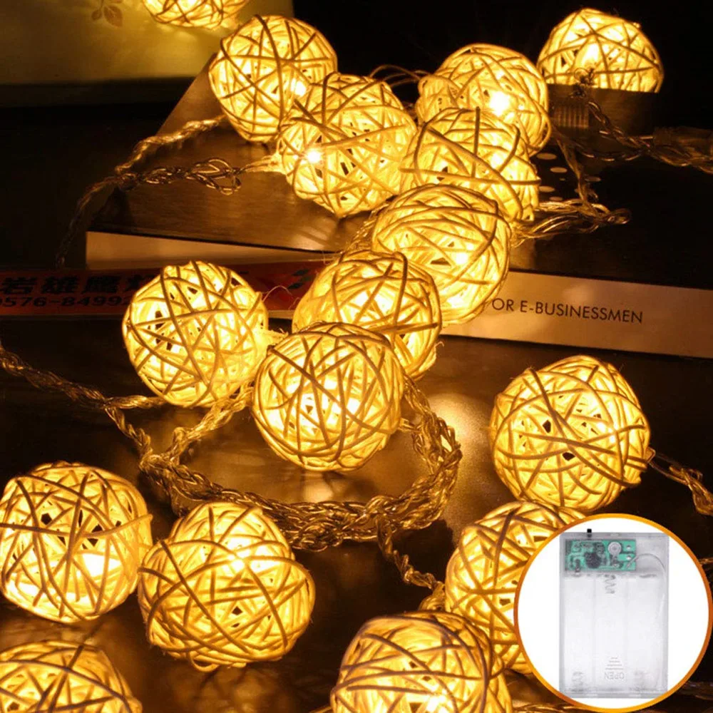 3M 20 Rattan Ball LED String Light Battery Powered Fairy Lights for Party Wedding Garden Patio Bedroom Indoor Outdoor Decoration
3M 20 Rattan Ball LED String Light Battery Powered Fairy Lights for Party Wedding Garden Patio Bedroom Indoor Outdoor Decoration