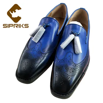 Sipriks Luxury Mens Italian Patina Blue Leather Leafers With Tassels Classic Carved Brogues Goodyear Slip On Wingtip Dress Shoes
Sipriks Luxury Mens Italian Patina Blue Leather Leafers With Tassels Classic Carved Brogues Goodyear Slip On Wingtip Dress Shoes