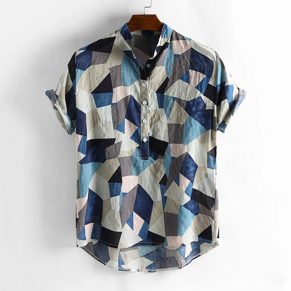 Men Shirts Summer Hit Color Stand Collar Tops Streetwear Short Sleeve Casual Loose Breathable Hawaiian Shirt camisa masculina
Men Shirts Summer Hit Color Stand Collar Tops Streetwear Short Sleeve Casual Loose Breathable Hawaiian Shirt camisa masculina