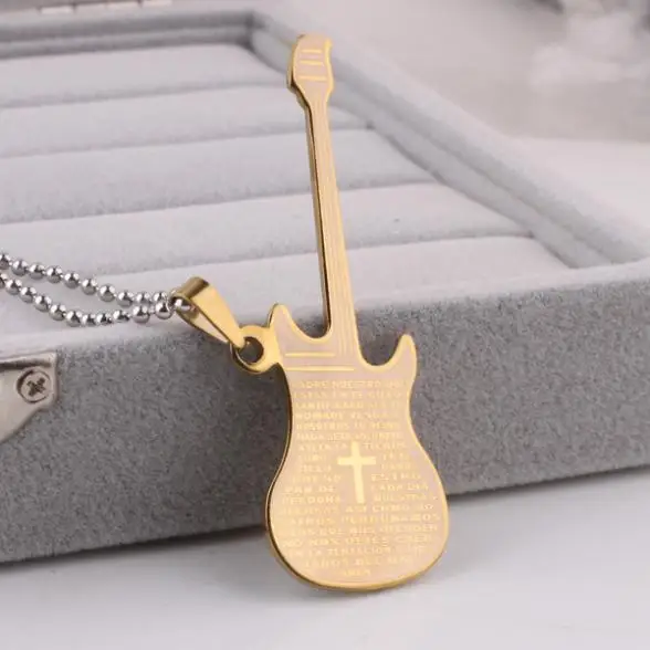 free shipping Gold Holy Bible cross guitar pendant necklaces bead chain for men 316L Stainless Steel necklace wholesale
free shipping Gold Holy Bible cross guitar pendant necklaces bead chain for men 316L Stainless Steel necklace wholesale