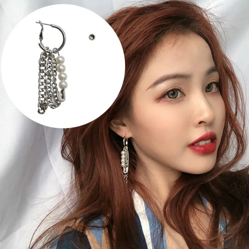 Hot Punk Hiphop Hoop Earrings Asymmetrical Earrings Party Club Jewelrysilver Color Long Tassel Earring Birthday Gifts Wholesale
Hot Punk Hiphop Hoop Earrings Asymmetrical Earrings Party Club Jewelrysilver Color Long Tassel Earring Birthday Gifts Wholesale