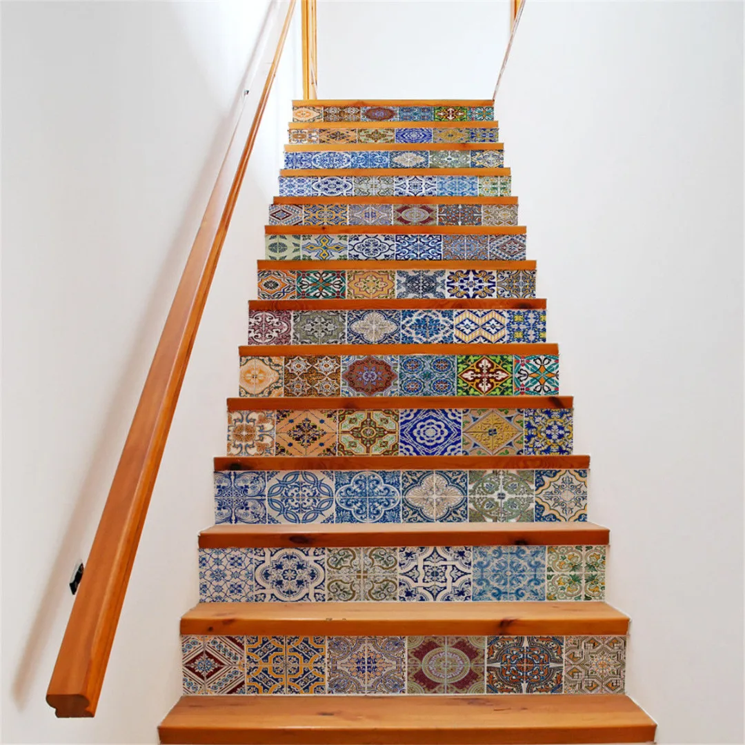 2018 New 6-Type 13Pcs 3D DIY Entrance Stair Riser Sticker Photo Mural Wall Decal