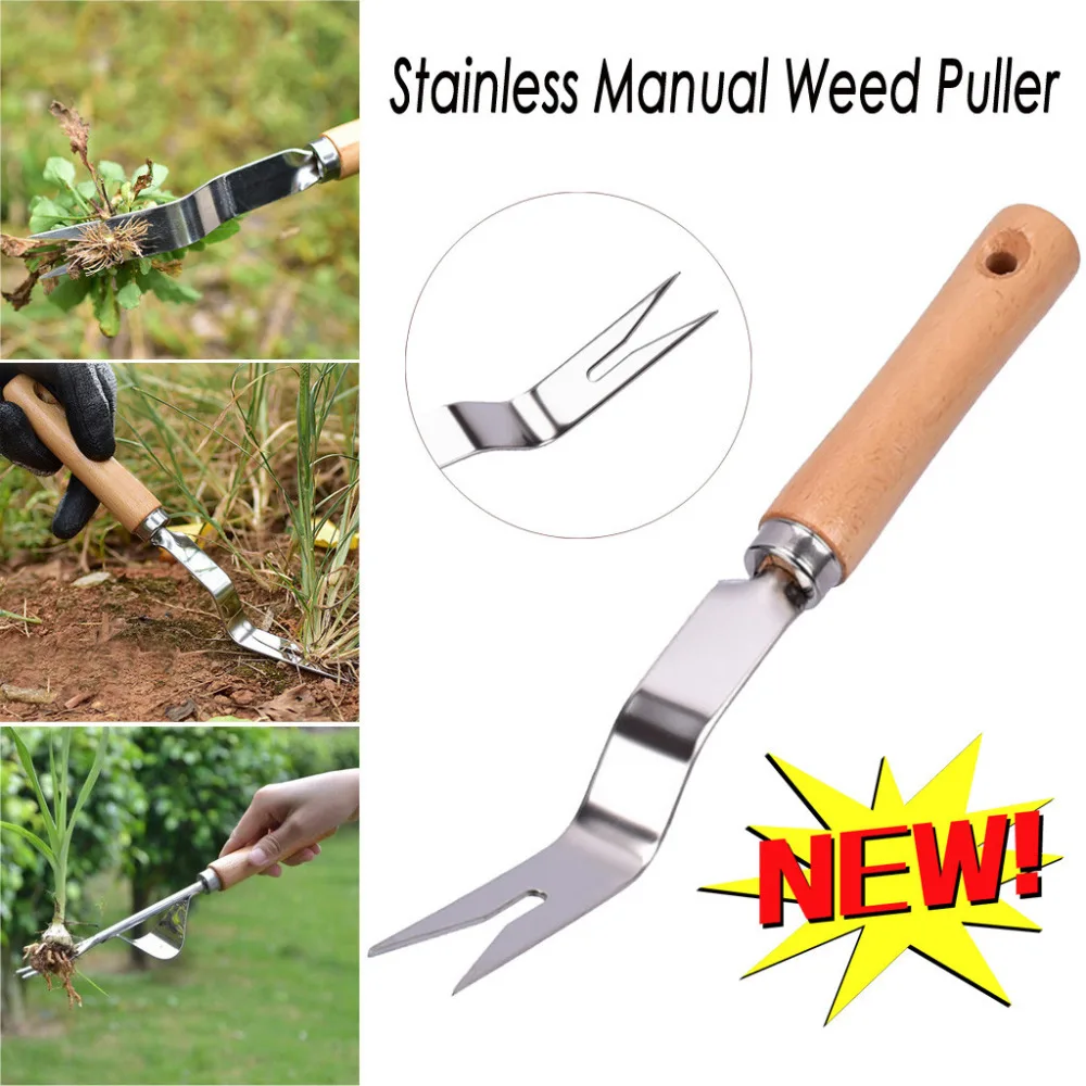 

Forked Head Hand Weeder Puller Patio Carbon Steel Wood Handle Garden Remove Weeds Shovel Garden Courtyard Trimming Gadgets L*D