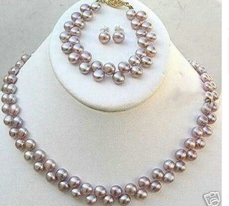 Natural Pearl Jewellery 7-8mm freshwater pearl purple pearl necklace earring set>Lovely Women's Wedding Jewelry Pretty
Natural Pearl Jewellery 7-8mm freshwater pearl purple pearl necklace earring set>Lovely Women's Wedding Jewelry Pretty