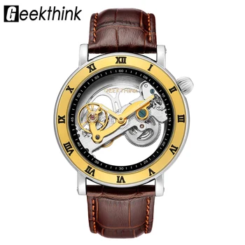 GEEKTHINK Automatic Mechanical Watches Men Brand Luxury Gold Genuine Leather Skeleton Sport Transparent Hollow Self-wind Watch
GEEKTHINK Automatic Mechanical Watches Men Brand Luxury Gold Genuine Leather Skeleton Sport Transparent Hollow Self-wind Watch