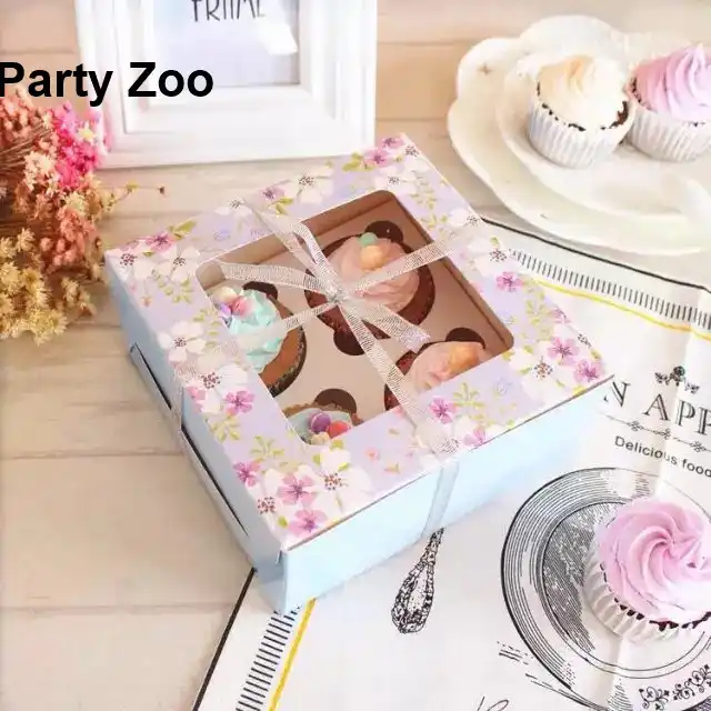 cupcake box purple flower & rose series muffin moon cake gift