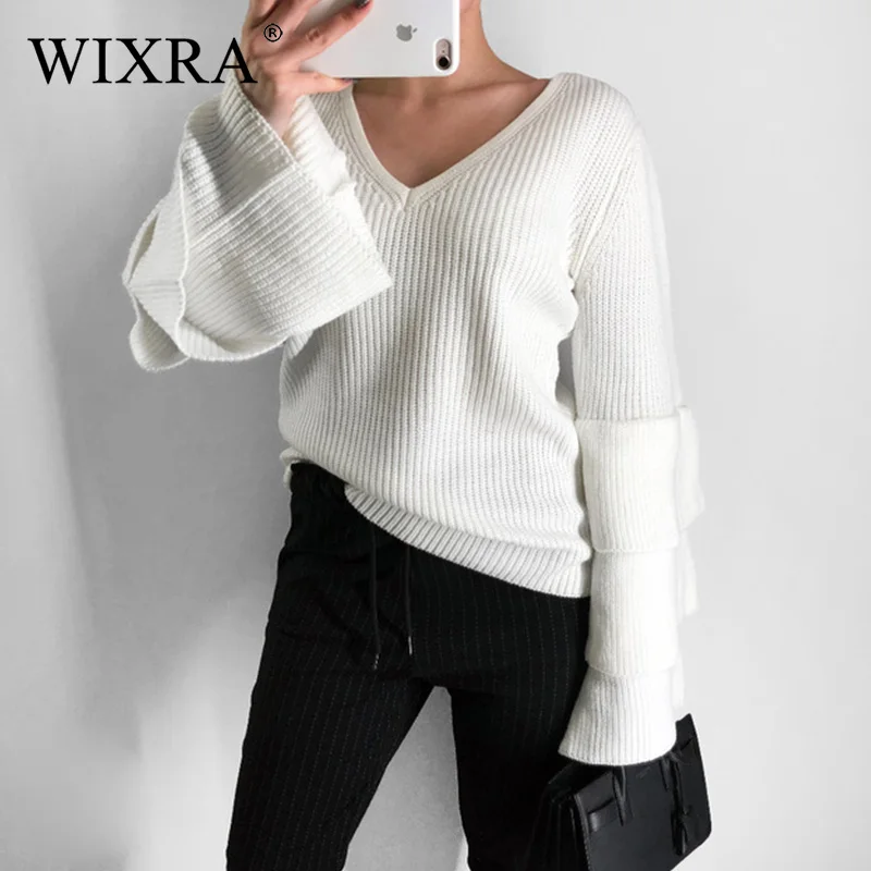 WIXRA 2018 Autumn New Womens Sweaters And Pullovers Knitted Sweater V Neck Knitwear Long Sleeve Off Shoulder Sweaters AW075
WIXRA 2018 Autumn New Womens Sweaters And Pullovers Knitted Sweater V Neck Knitwear Long Sleeve Off Shoulder Sweaters AW075