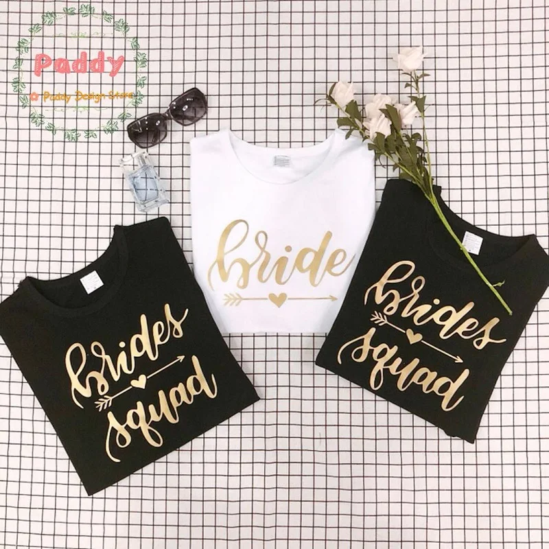 OKOUFEN gold print fashion women wedding bridesmaid tshirt bride squad girl team shirt summer style tops tees short sleeve cute
OKOUFEN gold print fashion women wedding bridesmaid tshirt bride squad girl team shirt summer style tops tees short sleeve cute