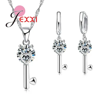 Charms Fashion 925 Sterling Silver African AAA Crystal Key Shape Design Pendant Necklace Earrings for Women Jewelry Sets
Charms Fashion 925 Sterling Silver African AAA Crystal Key Shape Design Pendant Necklace Earrings for Women Jewelry Sets