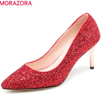MORAZORA 2020 new fashion sequined cloth women pumps elegant red silvery wedding shoes pointed toe thin high heels shoes woman
MORAZORA 2020 new fashion sequined cloth women pumps elegant red silvery wedding shoes pointed toe thin high heels shoes woman