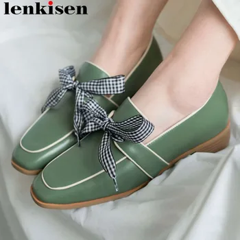 Lenkisen concise preppy style natural leather gorgeous riband bowtie slip on loafers square toe low heels square toe pumps L68
Lenkisen concise preppy style natural leather gorgeous riband bowtie slip on loafers square toe low heels square toe pumps L68