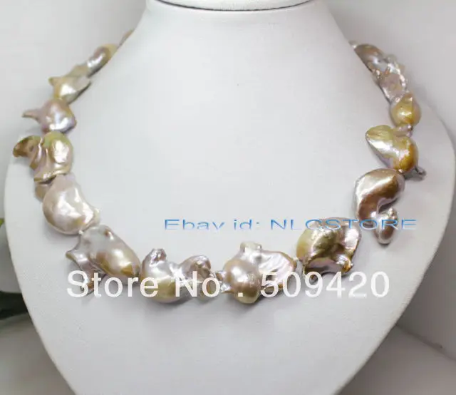 ~~ Free ShippingRare! Natural lilac big baroque reborn keshi pearl necklace 19" fashion jewelry
~~ Free ShippingRare! Natural lilac big baroque reborn keshi pearl necklace 19" fashion jewelry