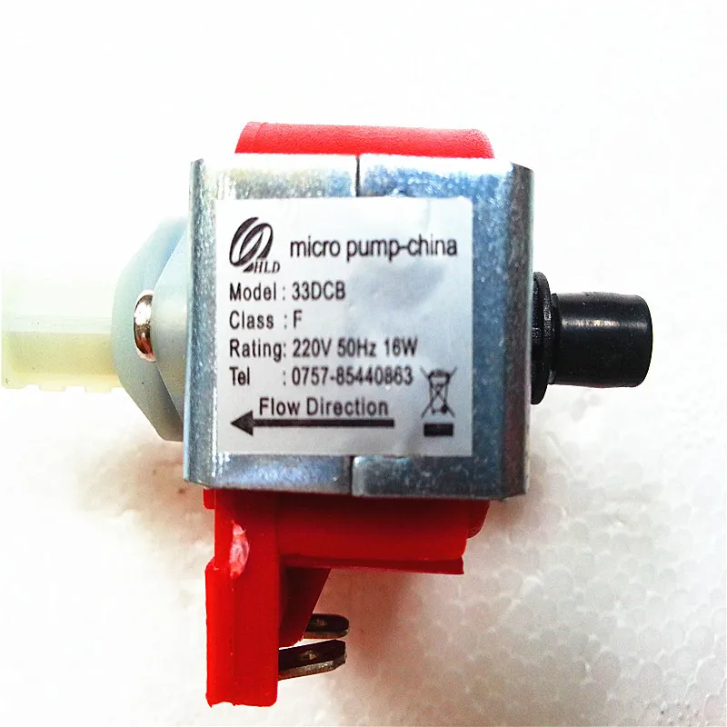 Miniature solenoid pump water heaters, coffee machine dedicated solenoid pump model 33DCB-F power 220- 50HZ 16W
Miniature solenoid pump water heaters, coffee machine dedicated solenoid pump model 33DCB-F power 220- 50HZ 16W