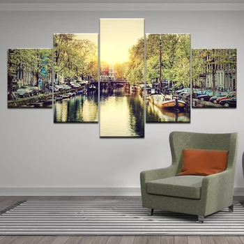 Wall Art Canvas Picture Home Decor 5 Pieces sunset River view ferry Painting HD Prints Beautiful tree River City Building Poster
Wall Art Canvas Picture Home Decor 5 Pieces sunset River view ferry Painting HD Prints Beautiful tree River City Building Poster