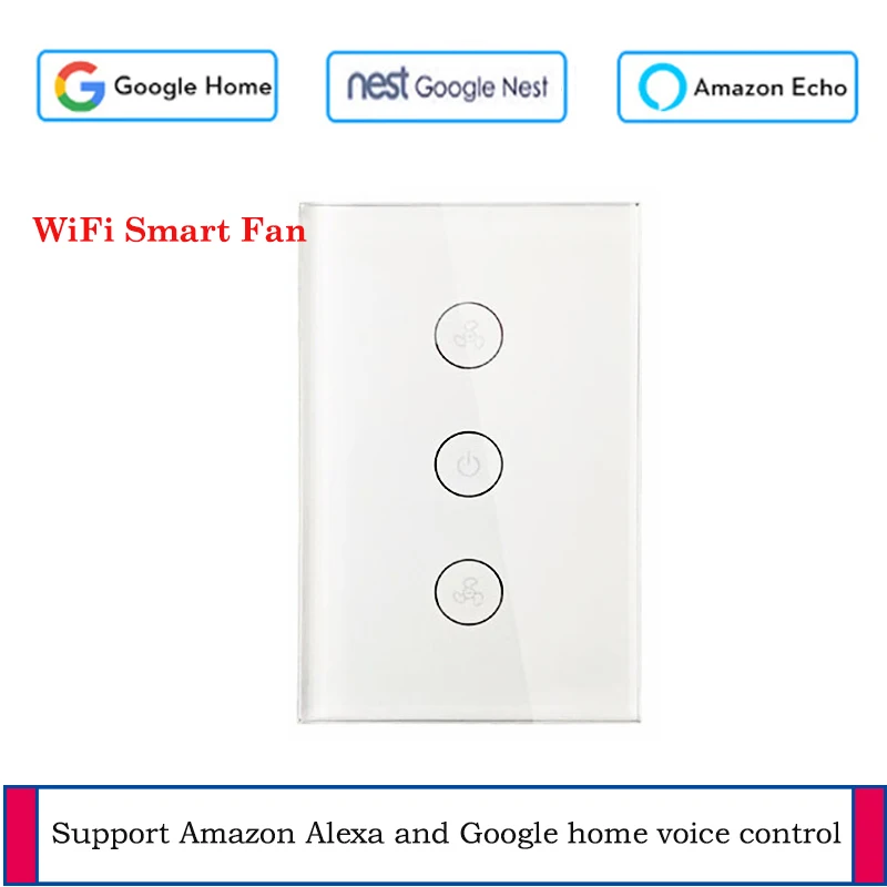 US WiFi Celling Fan switch Glass panel switch App remote control Fan Smart home with Google and Alexa support voice control
US WiFi Celling Fan switch Glass panel switch App remote control Fan Smart home with Google and Alexa support voice control