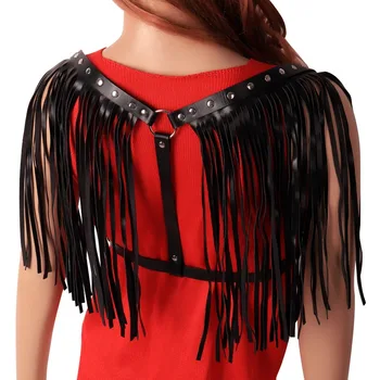 Black Tassel Sexy Harness Leather Bra Boho Punk Shawl Chest Belt Crop Top See Through Strap Lingerie Adjust Plus Size Dance Rave
Black Tassel Sexy Harness Leather Bra Boho Punk Shawl Chest Belt Crop Top See Through Strap Lingerie Adjust Plus Size Dance Rave