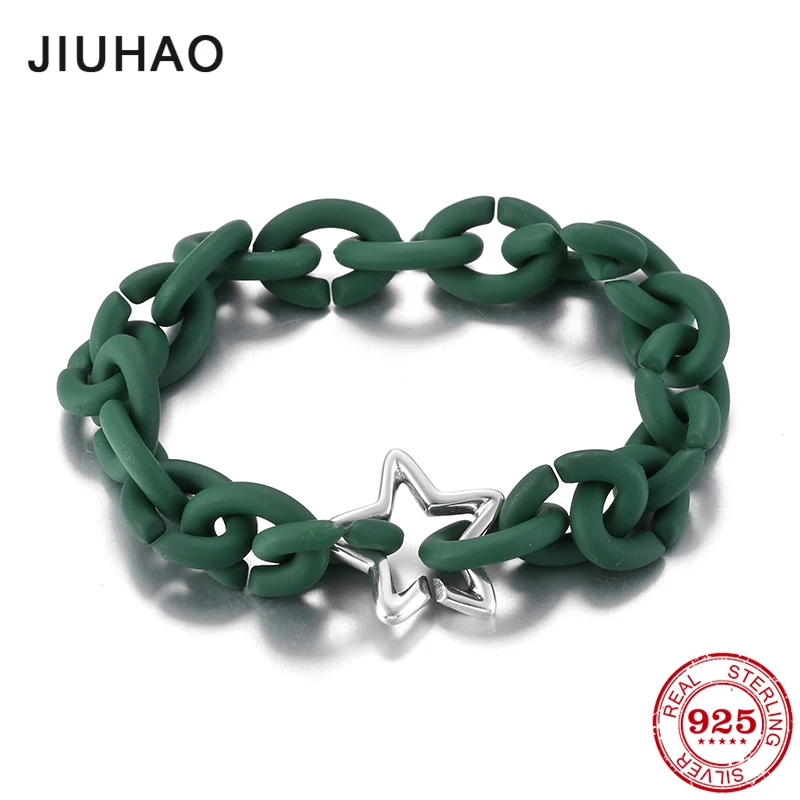Strand Bracelets Men Sea Green Hard Rubber 925 Sterling Silver Star Charms for Women accessories European Jewellery gift
Strand Bracelets Men Sea Green Hard Rubber 925 Sterling Silver Star Charms for Women accessories European Jewellery gift