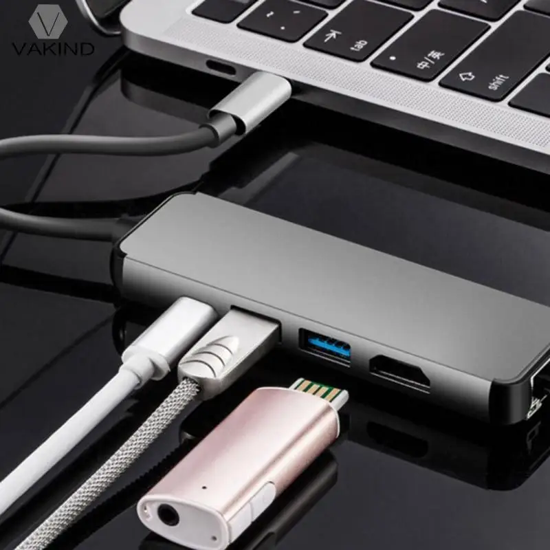 VAKIND 5 in 1 Type-C Multi-function HUB With HDMI Port Gigabit Ethernet Port Rj45 2xUSB 3.0 for PC/Laptop Accessories
VAKIND 5 in 1 Type-C Multi-function HUB With HDMI Port Gigabit Ethernet Port Rj45 2xUSB 3.0 for PC/Laptop Accessories