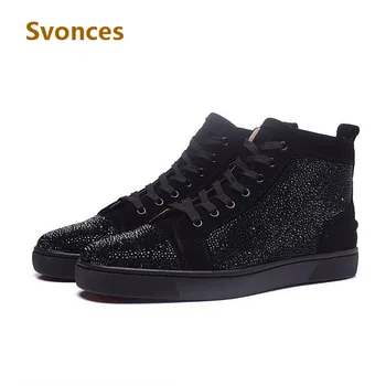 Unisex Popular Black Flock Crystal Bottom Lace-Up Casual Shoes Men Fashion Short Boots Height Increasing Man's Plate Shoes Size
Unisex Popular Black Flock Crystal Bottom Lace-Up Casual Shoes Men Fashion Short Boots Height Increasing Man's Plate Shoes Size