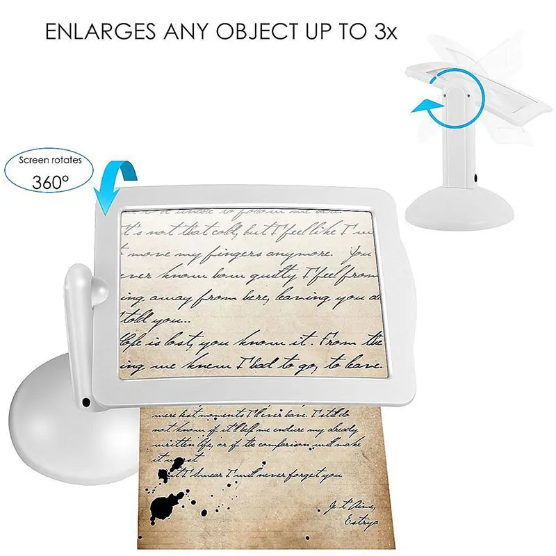 Handsfree 3x Magnifier 2 LED Light Magnifying Tool Lens Reading Lamp For Desk Table CLH@8
