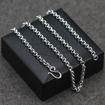 925 sterling silver jewelry retro silver pearl chain necklace 5mm do the old sweater chain
925 sterling silver jewelry retro silver pearl chain necklace 5mm do the old sweater chain