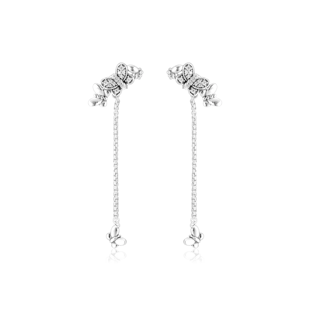 

Pandulaso Bedazzling Butterflies Drop Earrings Spring Sterling silver Jewelry Earrings For Woman Make Up Fashion Earrings