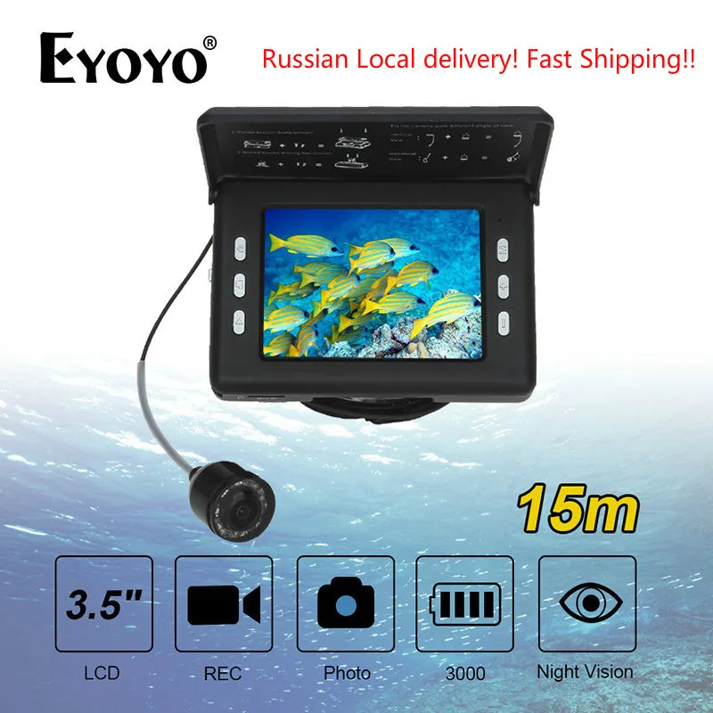 Ship From Russian! Eyoyo Infrared LED 3.5" LCD 15m Waterproof Fishing Camera Video Fish Finder DVR Recorder With 3000mAh Battery
Ship From Russian! Eyoyo Infrared LED 3.5" LCD 15m Waterproof Fishing Camera Video Fish Finder DVR Recorder With 3000mAh Battery