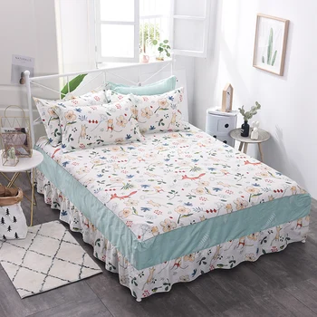 Lovely white flower petbedspread bedclothes, fashion Cotton bed skirt, single princess, bed sheet, bed skirt 1.5/1.8/2.0m meter 
Lovely white flower petbedspread bedclothes, fashion Cotton bed skirt, single princess, bed sheet, bed skirt 1.5/1.8/2.0m meter