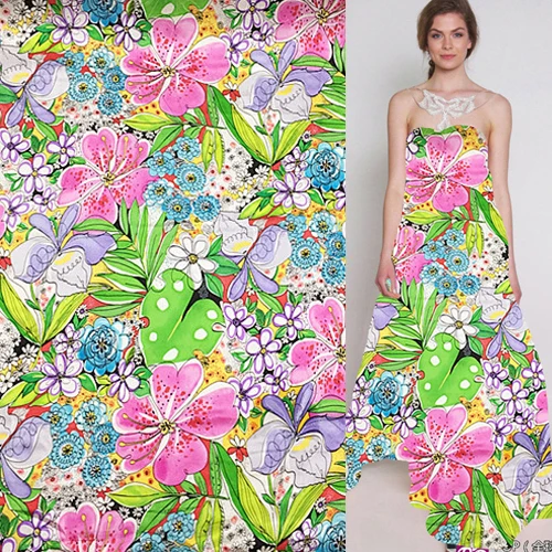 Colorful flower and leaves print 100% pure silk satin Charmeuse fabric 16momme 113cm,SSC209
Colorful flower and leaves print 100% pure silk satin Charmeuse fabric 16momme 113cm,SSC209