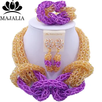 Majalia New Fashion Nigerian Wedding African Jewelery Set Gold ab and Purple Crystal Necklace Bridal Jewelry Set 2RF014
Majalia New Fashion Nigerian Wedding African Jewelery Set Gold ab and Purple Crystal Necklace Bridal Jewelry Set 2RF014