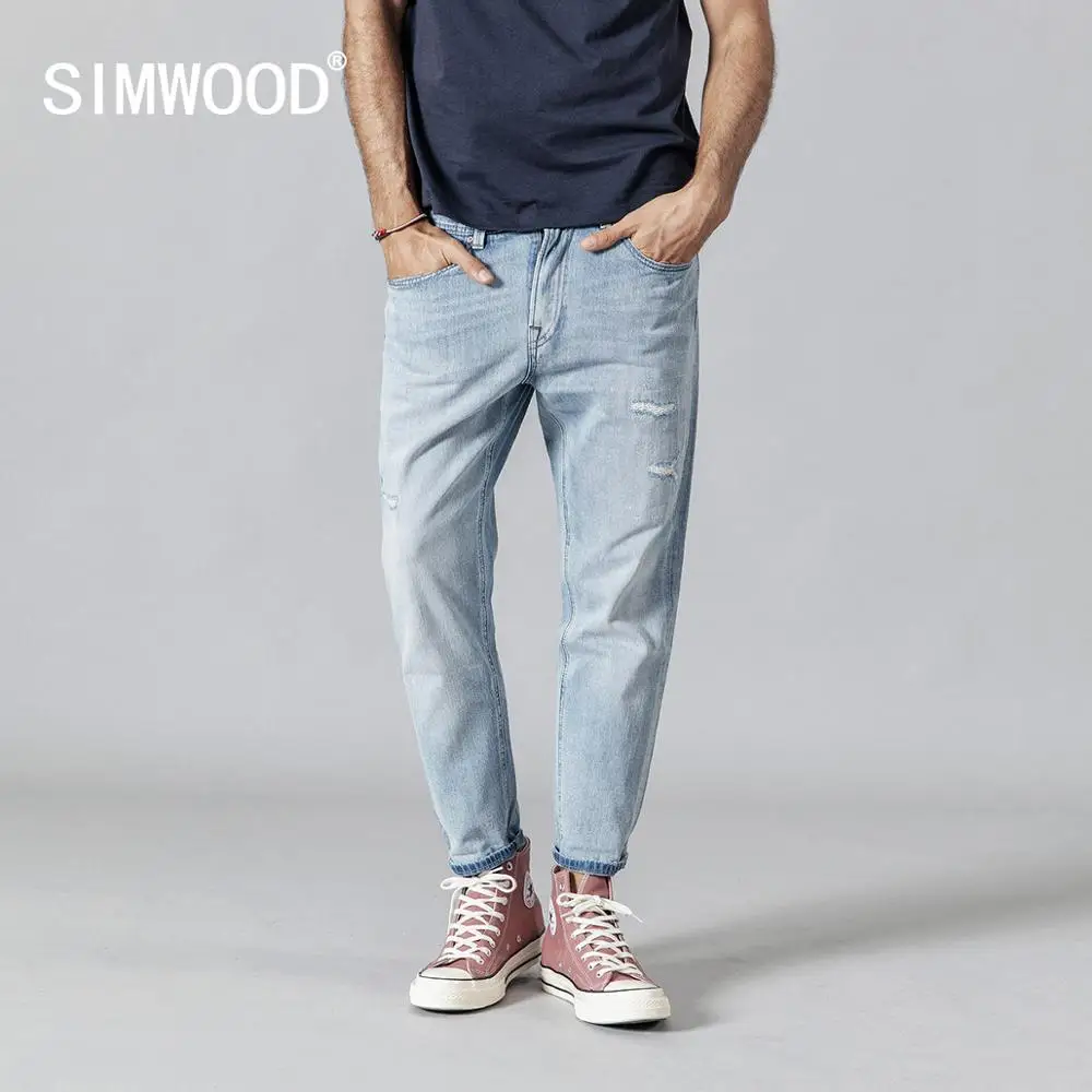 SIMWOOD 2019 autumn new ripped jeans men fashion light blue ankle-length hole denim trousers plus size brand clothing 190348
SIMWOOD 2019 autumn new ripped jeans men fashion light blue ankle-length hole denim trousers plus size brand clothing 190348