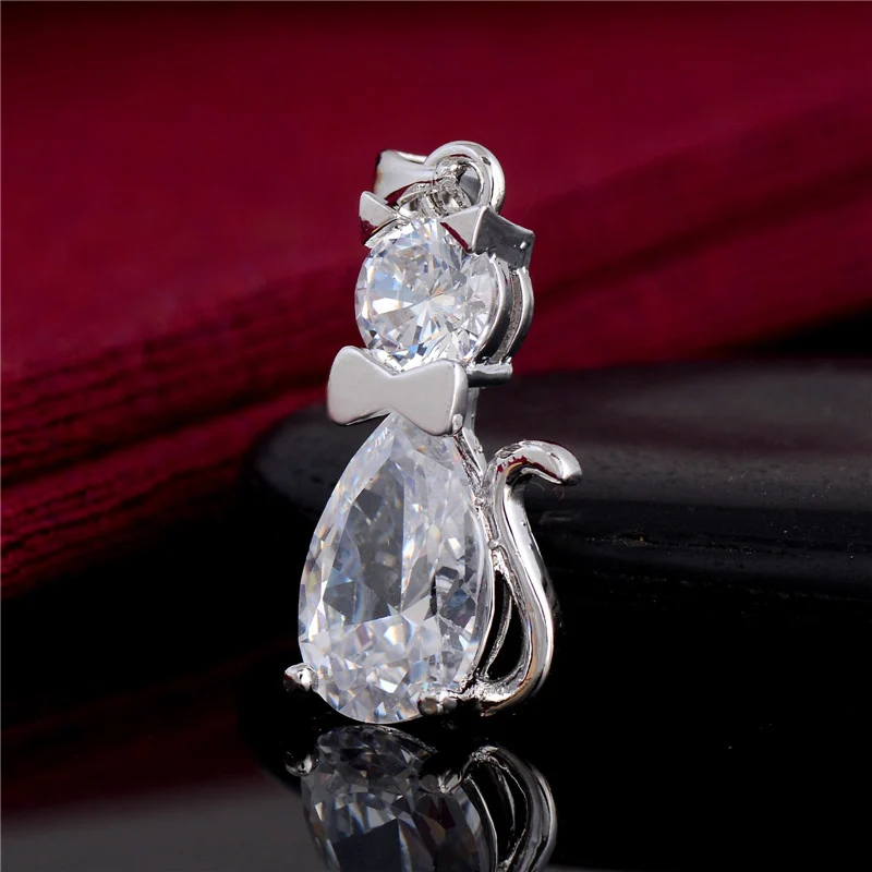 H:HYDE 1pc Silver Color Genuine CZ Cubic Zirconia Stone woman white cat necklace pendant For Christmas gift
H:HYDE 1pc Silver Color Genuine CZ Cubic Zirconia Stone woman white cat necklace pendant For Christmas gift