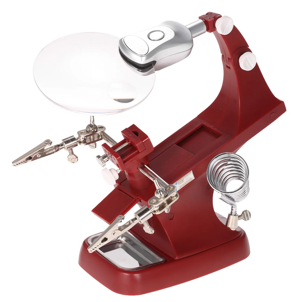 Multi-functional 3X/4.5X magnifying glass Magnifier 2 LEDs Alligator Clip Helping Hand Soldering Holder Repair Mgnifying Tool
Multi-functional 3X/4.5X magnifying glass Magnifier 2 LEDs Alligator Clip Helping Hand Soldering Holder Repair Mgnifying Tool