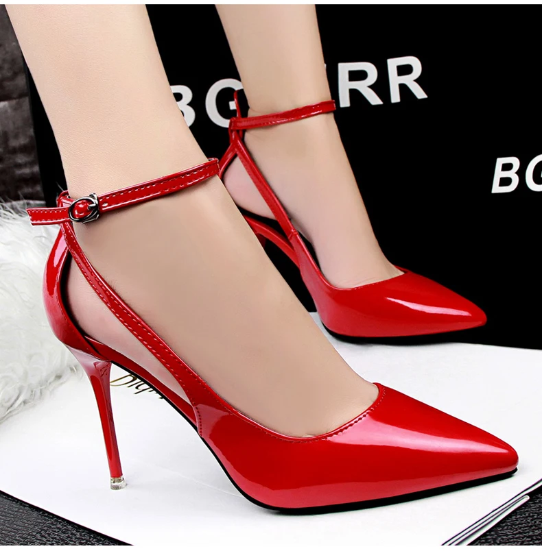 Women's Pumps Shoe Office Lady Heels Buckle Strap Wedding Women Shoes High Heels Sandals Silver Gold Shoes Woman High Heel 2018 (5)
