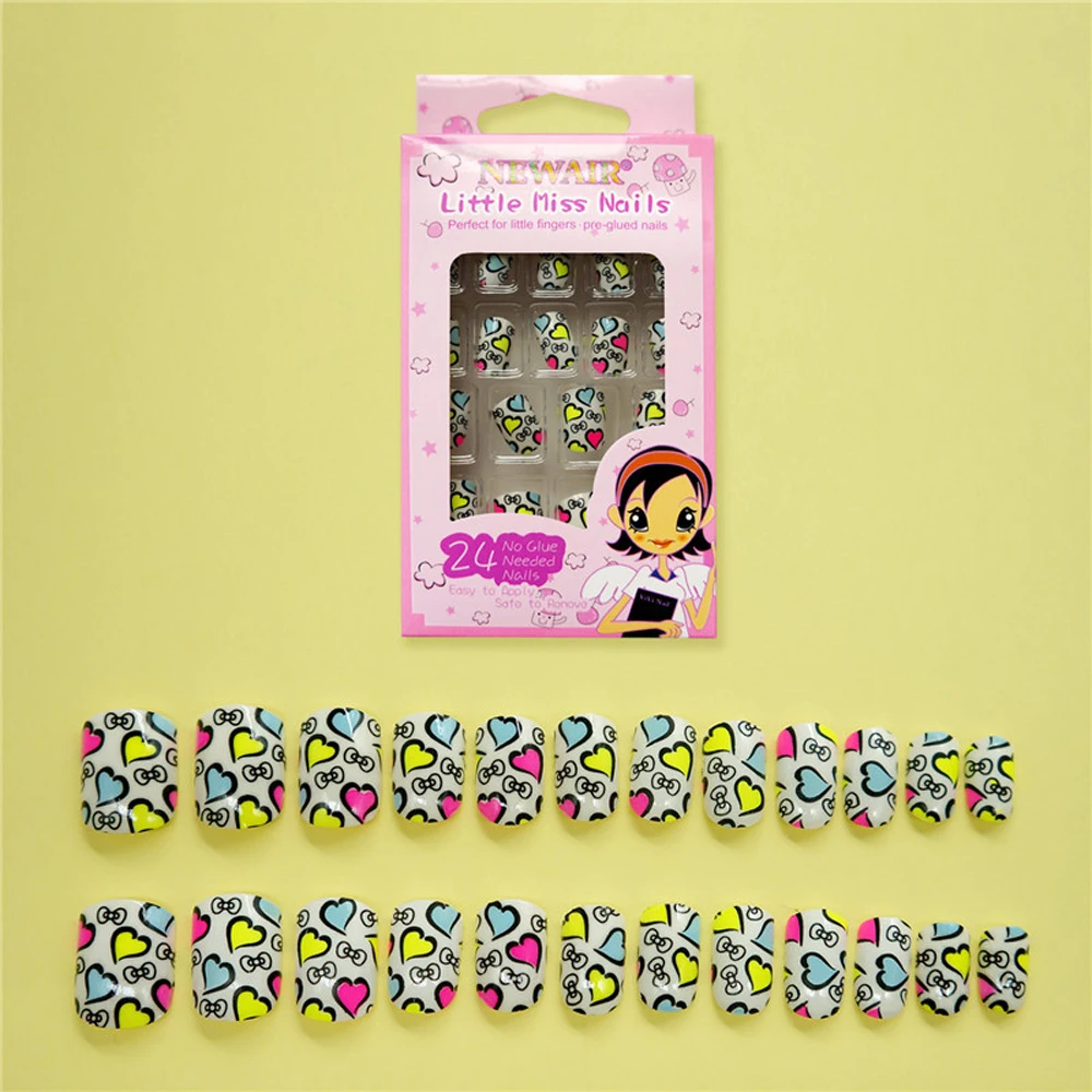 24pcs Colorful Fake Nail Tips Heart Short False Nails with Glue Nails Art Decoration Women Children Acrylic Press on Children
24pcs Colorful Fake Nail Tips Heart Short False Nails with Glue Nails Art Decoration Women Children Acrylic Press on Children