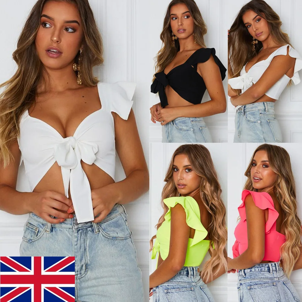 Sexy Ladies Women Short Fly Sleeve Crop Top Front Knot Tie Ladies Casual Plain Blouse Shirt Casual Tanks & Camis
Sexy Ladies Women Short Fly Sleeve Crop Top Front Knot Tie Ladies Casual Plain Blouse Shirt Casual Tanks & Camis