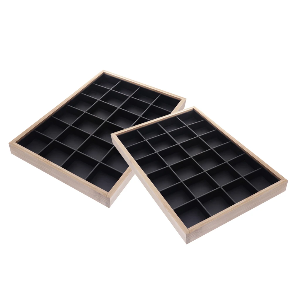 2Pcs 24 Grids Jewelry Tray Stackable Earrings Display Showcase Multifunctional Jewelry Display/Organizer Box for Girls Women 2Pcs 24 Grids Jewelry Tray Stackable Earrings Display Showcase Multifunctional Jewelry Display/Organizer Box for Girls Women